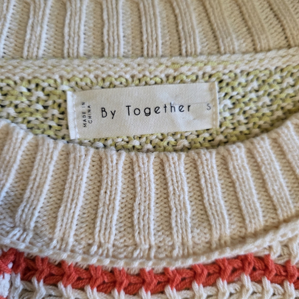 Anthropologie By Together Cable Knit Striped Oversized Sweater - Picture 8 of 10